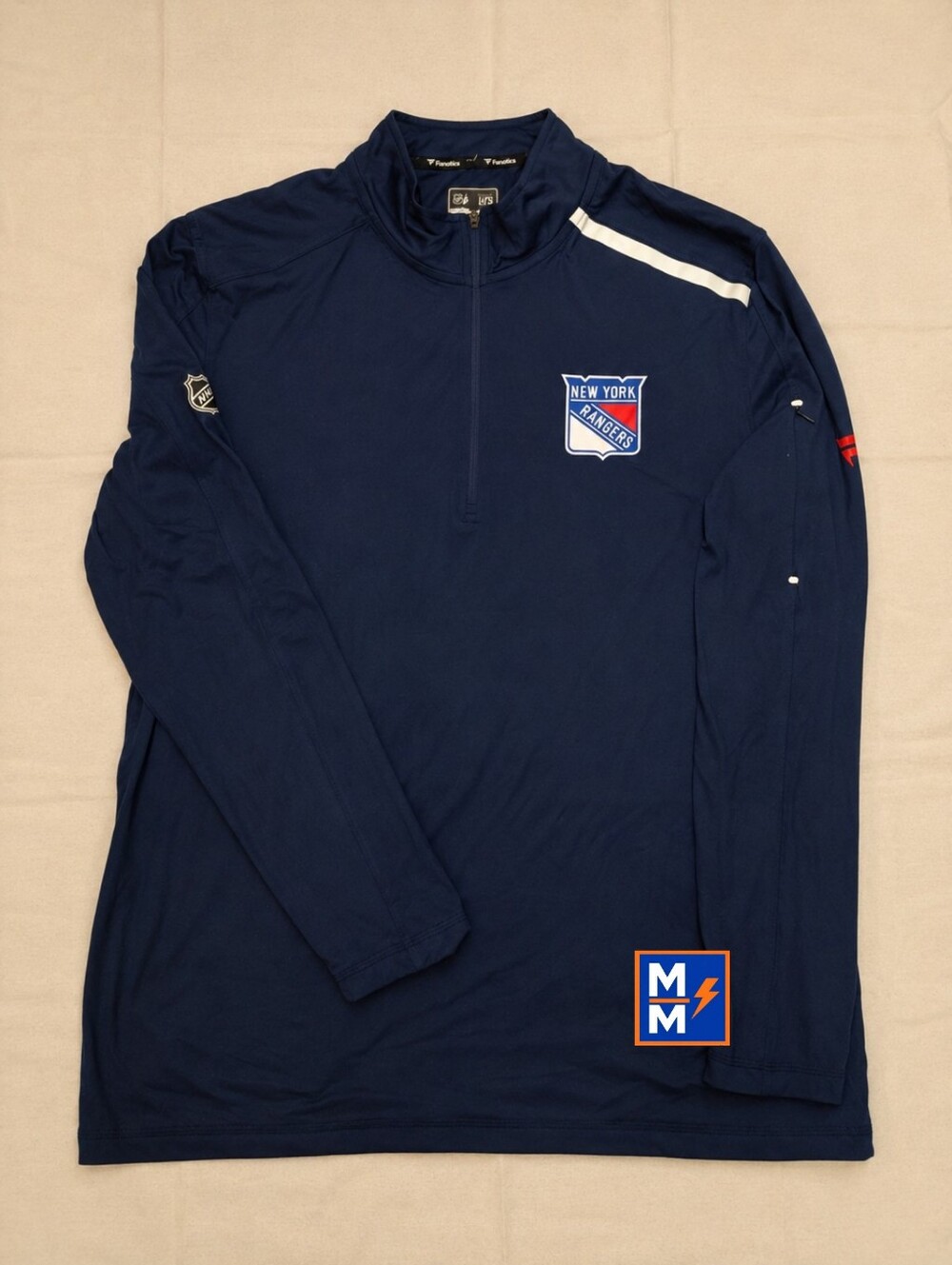 Fanatics New York Rangers 1/4 Zip Pullover Navy Blue NHL Performance Top Men NWT